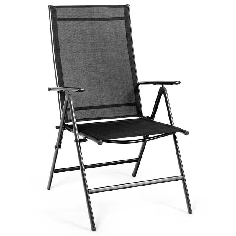 Set of 2 Patio Folding Dining Chair Adjustable Reclining Camping Chair Portable Outdoor Chair