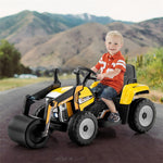 Kids Ride On Road Roller 12V Battery Powered Electric Tractor with Remote Control Adjustable Drum Roller