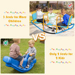 Kids Teeter Totters Indoor Outdoor Metal Rocking Seesaw with Handlebars & Backrest Seat for Boys Girls