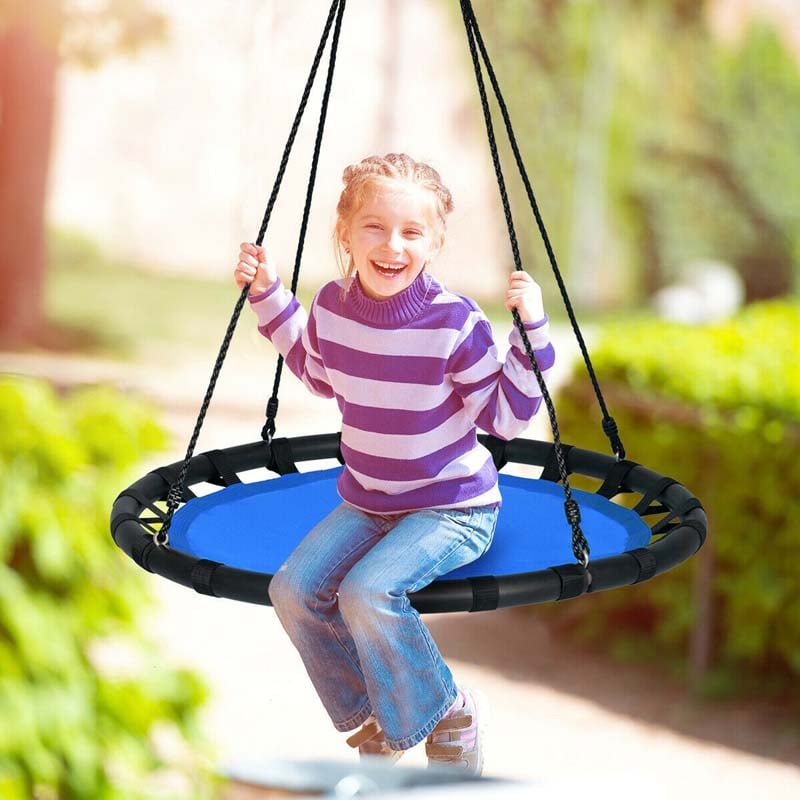 40" Kids Flying Saucer Tree Swing Set Indoor Outdoor Play Round Swing with Adjustable Heights & Multi-play Rope for Kids Adults