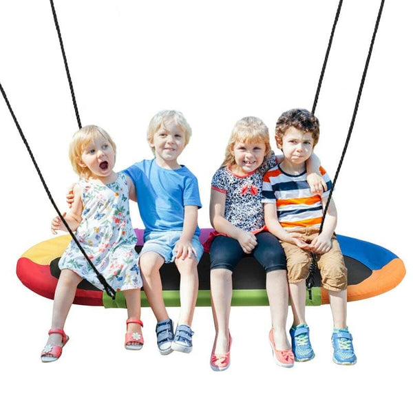 60" Giant Saucer Tree Swing Waterproof Platform Swing Outdoor Oval Flying Swing Set with Adjustable Hanging Straps for Kids Backyard - Bestoutdor