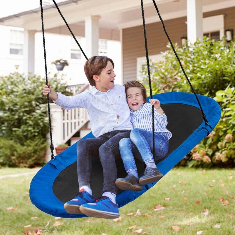 Swing sets with saucer outlet