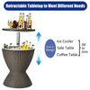 3 in 1 Cool Bar Table Rattan Style Patio Cooler Table 8 Gallon Beer Wine Cooler with Drainage Plug