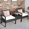 3 Pcs Patio Rattan Furniture Set Cushioned Sofa Deck - Bestoutdor
