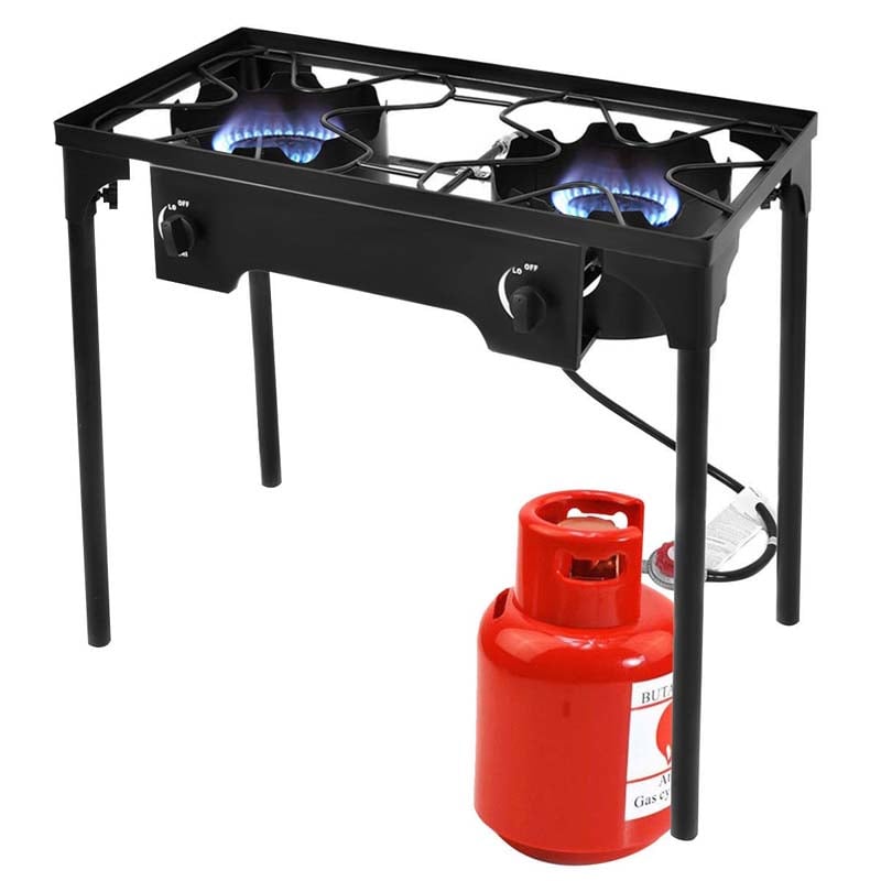 150,000 BTU Double Burner Propane Cooker Outdoor Stove for Picnic BBQ Grill with Adjustable Detachable Legs