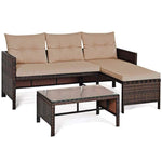 3 Pcs Outdoor PE Rattan Furniture Set Corner Sofa Set - Bestoutdor