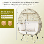 Oversized Outdoor Wicker Egg Chair Patio Rattan Basket Lounge Chair with Cushions & Pillows