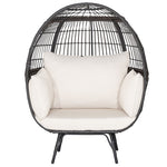 Oversized Outdoor Wicker Egg Chair Patio Rattan Basket Chair with Cushions & Pillows