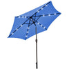 Outdoor 9 FT Offset Patio Umbrella with Solar LED Light - Blue - Bestoutdor