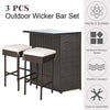 3PCS Outdoor Wicker Bar Set with Stools and Table - Bestoutdor