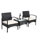 Bestoutdor 3 Pcs Patio Wicker Rattan Bistro Set Coffee Table & 2 Chairs with Cushions - Bestoutdor