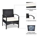Bestoutdor 3 Pcs Patio Wicker Rattan Bistro Set Coffee Table & 2 Chairs with Cushions - Bestoutdor