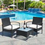Bestoutdor 3 Pcs Patio Wicker Rattan Bistro Set Coffee Table & 2 Chairs with Cushions - Bestoutdor