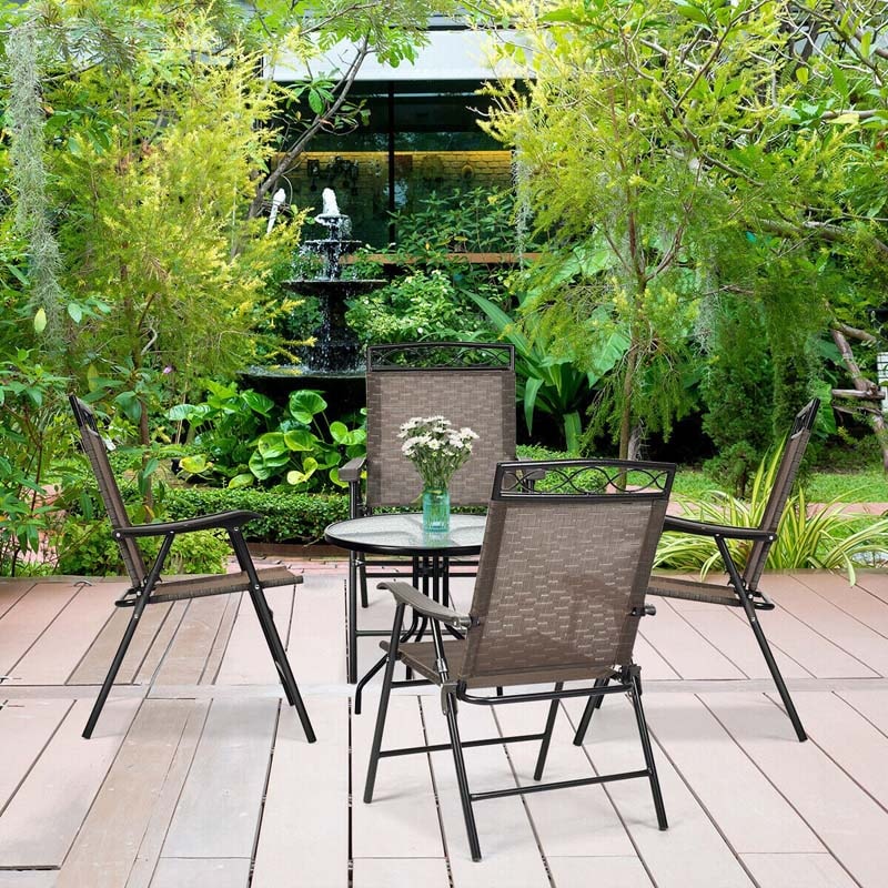 Set of 4 Outdoor Patio Folding Sling Back Chairs