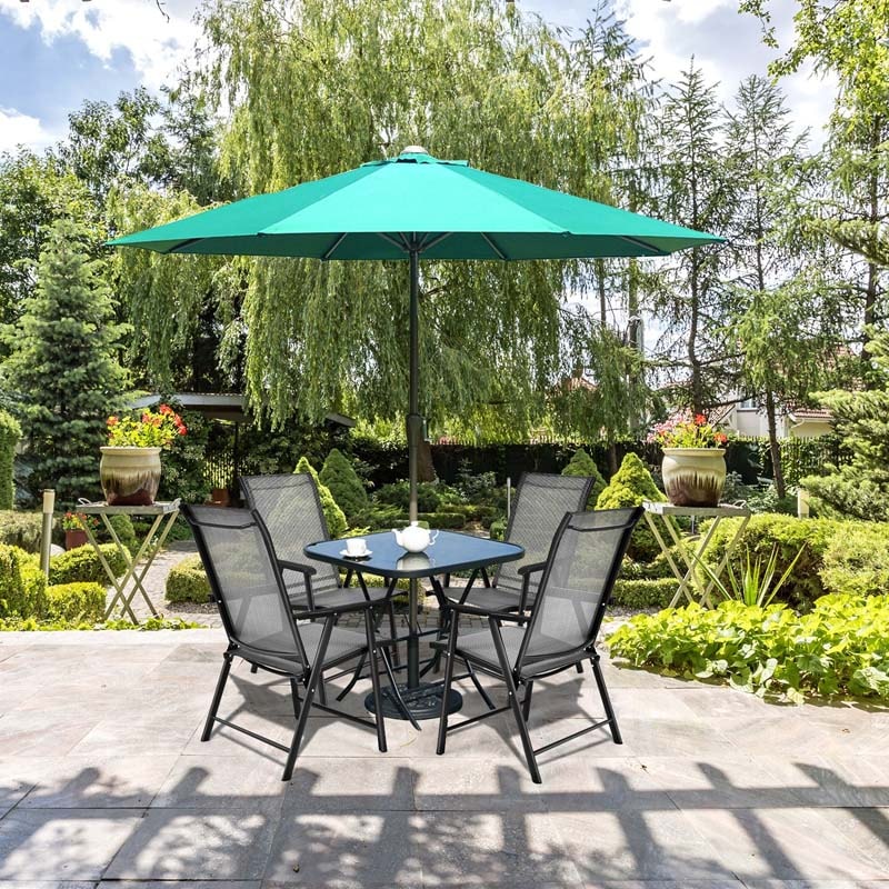 4 Pack Patio Folding Dining Chairs Outdoor Sling Chairs Metal Frame Portable Chairs with Armrests for Lawn Garden Deck Camping Beach