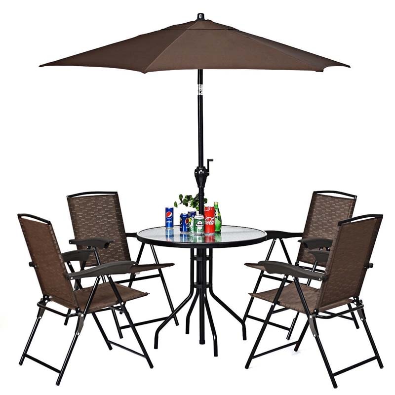 Set of 4 Outdoo Folding Chairs Patio Dining Chairs Adjustable Back Sling Chairs with Armrest
