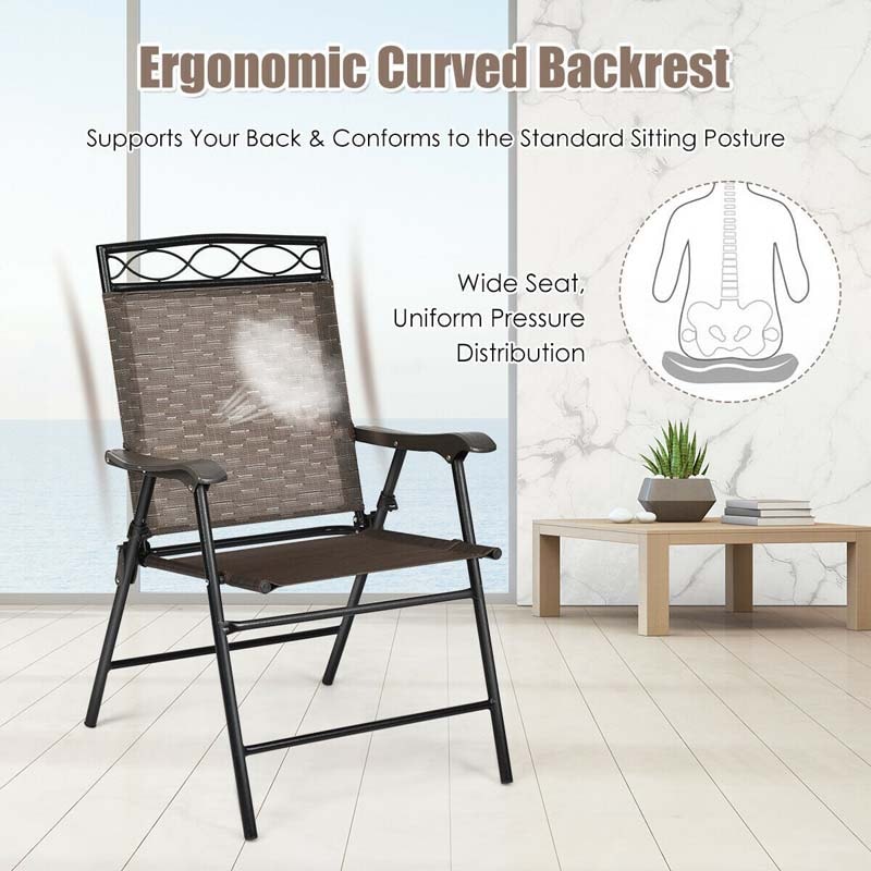 Set of 4 Outdoor Patio Folding Sling Back Chairs