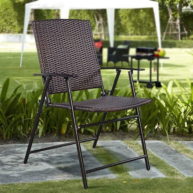 4 Pcs Patio Folding Rattan Chairs - Bestoutdor