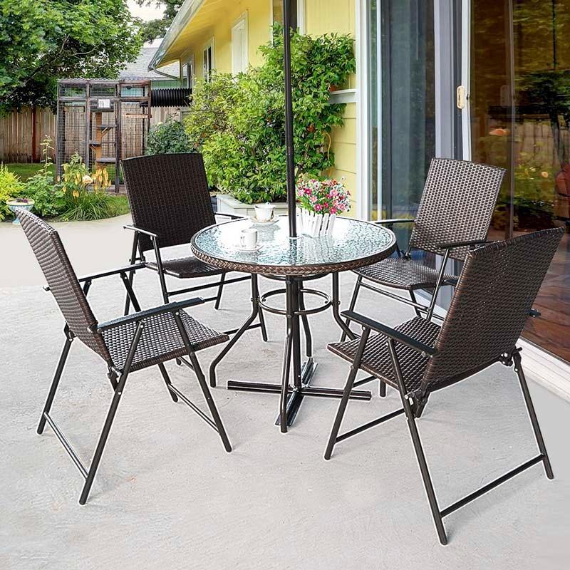 4 Pcs Patio Folding Rattan Chairs - Bestoutdor