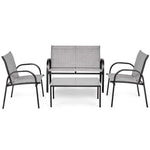 4 Pcs Patio Furniture Set with Glass Top Coffee Table - Bestoutdor