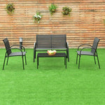 4 Pcs Patio Furniture Set with Glass Top Coffee Table - Bestoutdor