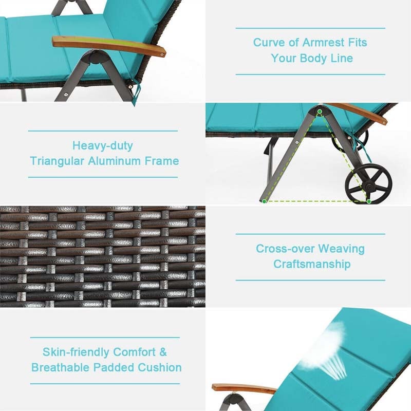Outdoor Chaise Lounge Chair Rattan Recliner Chair - Bestoutdor