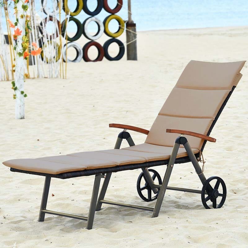 Outdoor Chaise Lounge Chair Rattan Recliner Chair - Bestoutdor