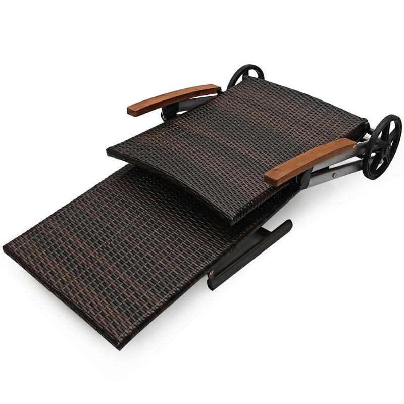 Outdoor Chaise Lounge Chair Rattan Recliner Chair - Bestoutdor