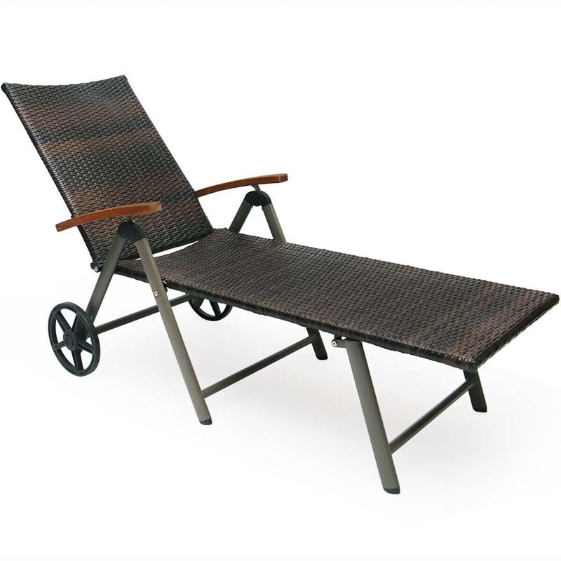 Outdoor Chaise Lounge Chair Rattan Recliner Chair - Bestoutdor