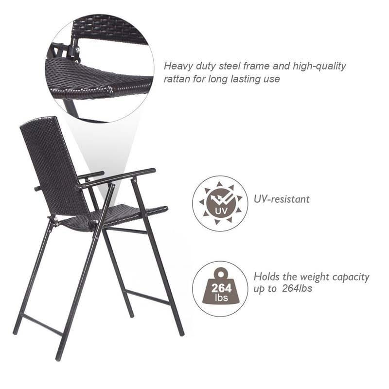 4 Pcs Rattan Wicker Folding Chairs - Bestoutdor