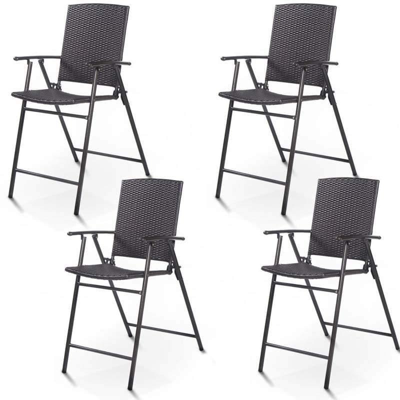 4 Pcs Rattan Wicker Folding Chairs - Bestoutdor