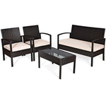 4PCS Patio Furniture Set Rattan Wicker Conversation Set - Bestoutdor