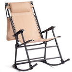Folding Zero Gravity Rocking Chair Porch Rocker with Shade Canopy Headrest