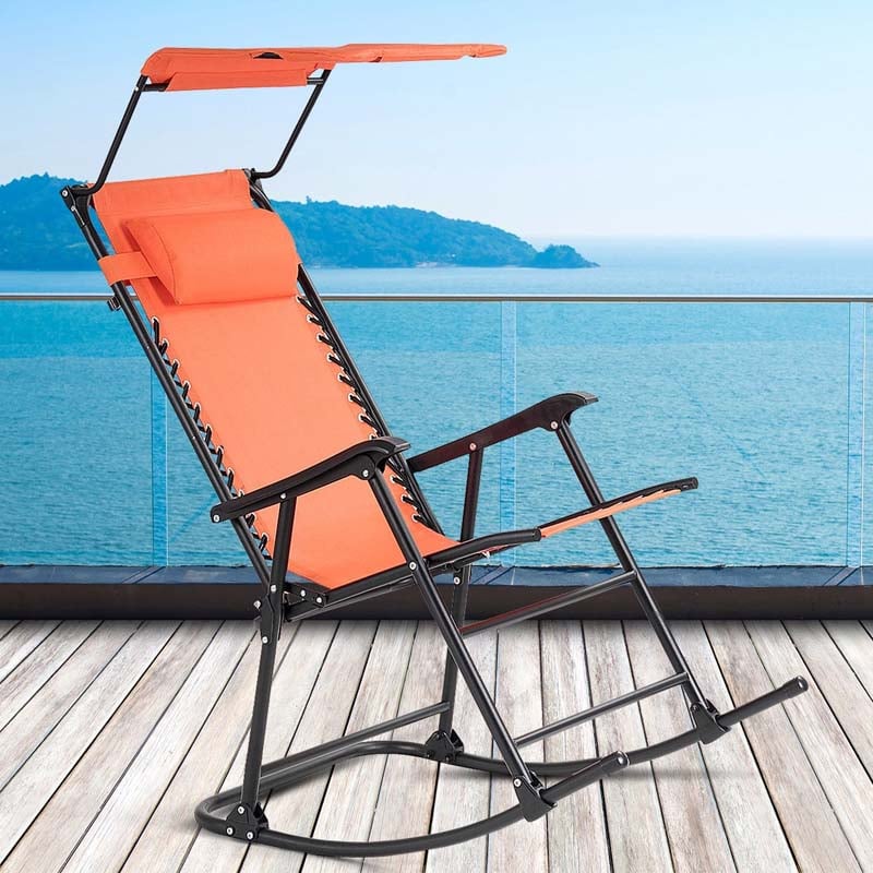 Foldable rocking sales chair with canopy
