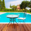 32" Patio Tempered Glass Round Table with Umbrella Hole