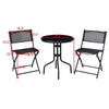 3pcs Bistro Set Round Coffee Table & Folding Chairs Set - Bestoutdor