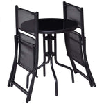 3pcs Bistro Set Round Coffee Table & Folding Chairs Set - Bestoutdor