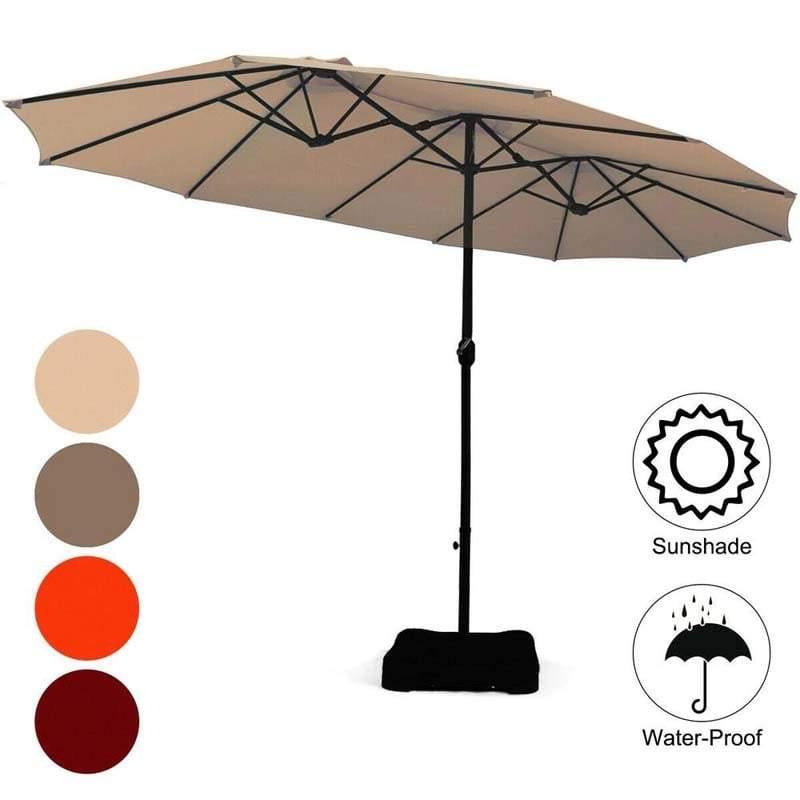 15 FT Double Sided Patio Umbrella with Crank and Base - Bestoutdor
