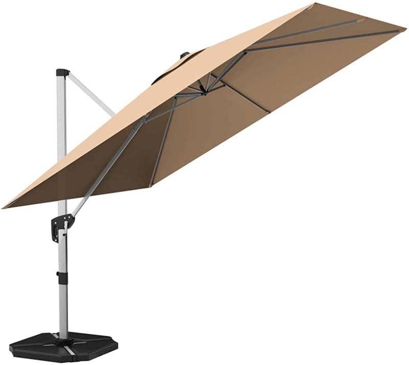 10 Ft Square Offset Hanging Patio Umbrella 360 Degree Tilt - Bestoutdor