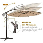 10 ft Aluminum Cantilever Hanging Patio Umbrella - Beige - Bestoutdor