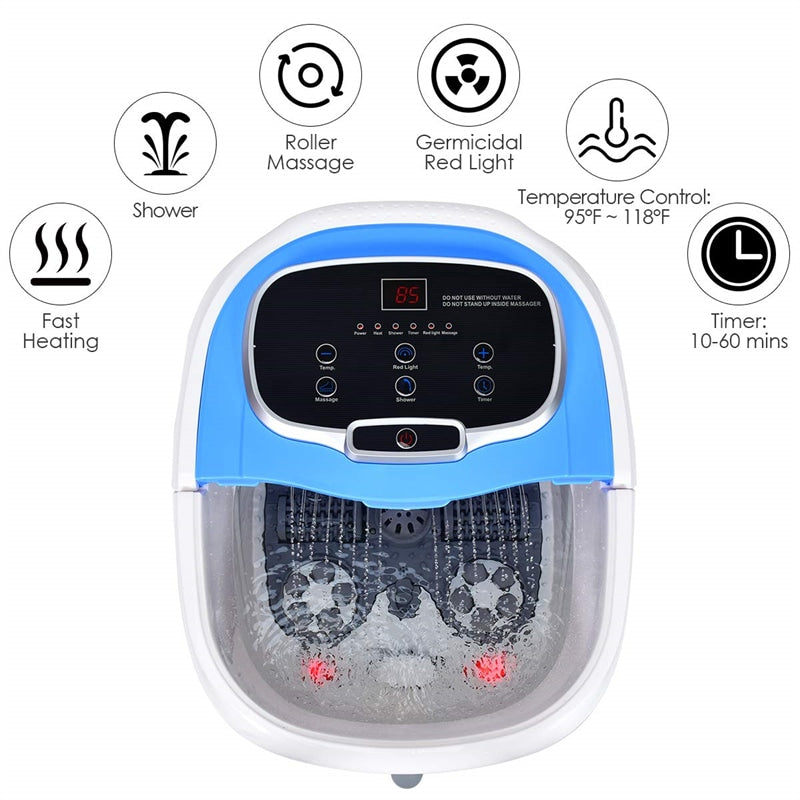 Collapsible 6 in 1 Foot Spa/Bath Massager with Time & Temperature Settings, Blue