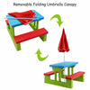 Portable Kids Picnic Table Bench Set Indoor & Outdoor Table Chair Set with Removable Umbrella