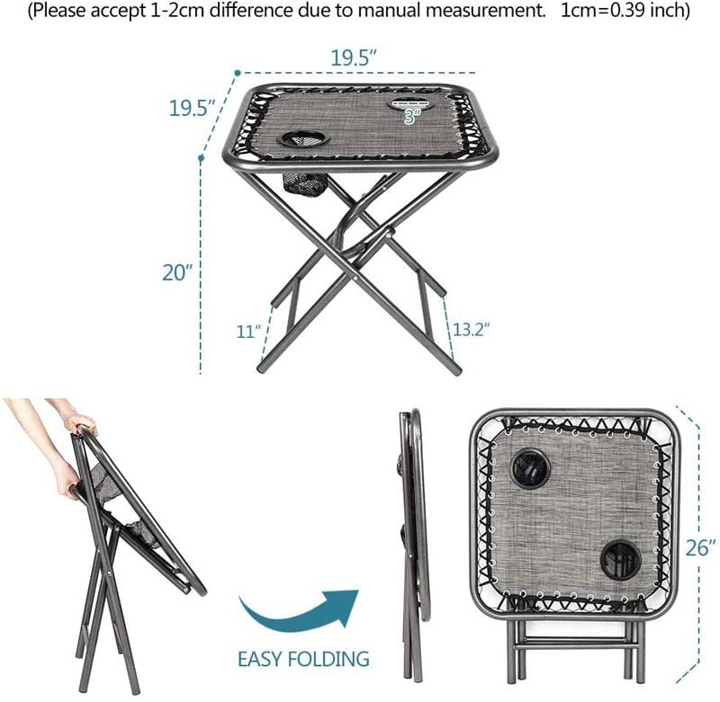 3 Pcs Portable Zero Gravity Reclining Chairs Folding Outdoor Lounge Chairs Set