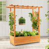 Raised Garden Bed Wood Planter Box with Side Trellis & Hanging Roof for Climbing Plants Vines