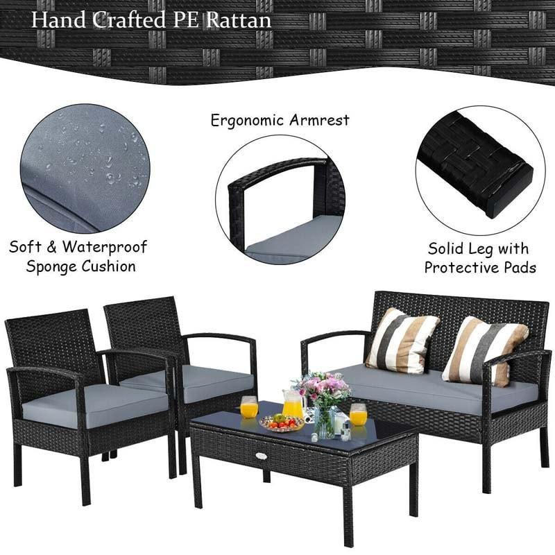 4PC Patio Rattan Wicker Sofa Set - Bestoutdor