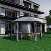 11.5' Round Patio Gazebo Heavy Duty 2-Tier Outdoor Dome Gazebo with Removable Side Curtains & Double Roof