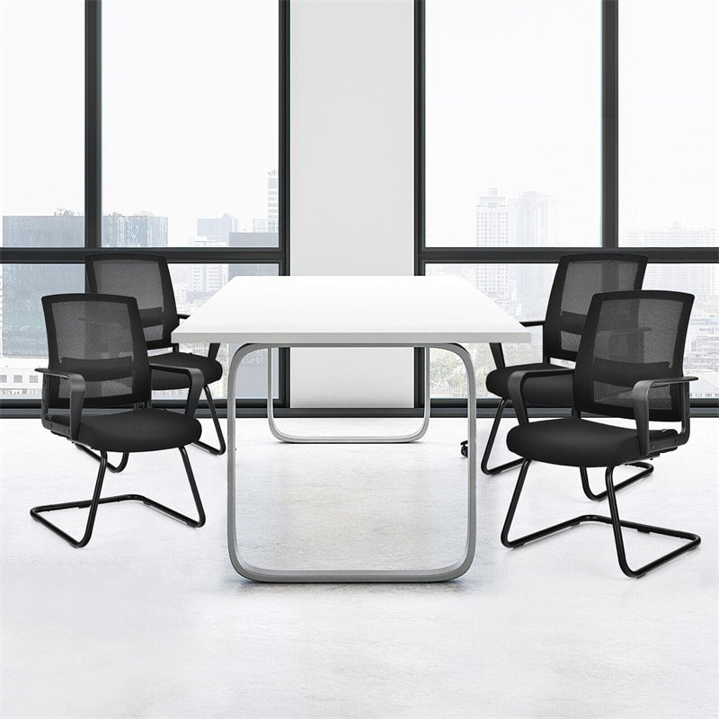 Mesh Back Office Guest Chairs Set of 2 Conference Room Chairs with Adjustable Lumbar Support & Upholstered Seat