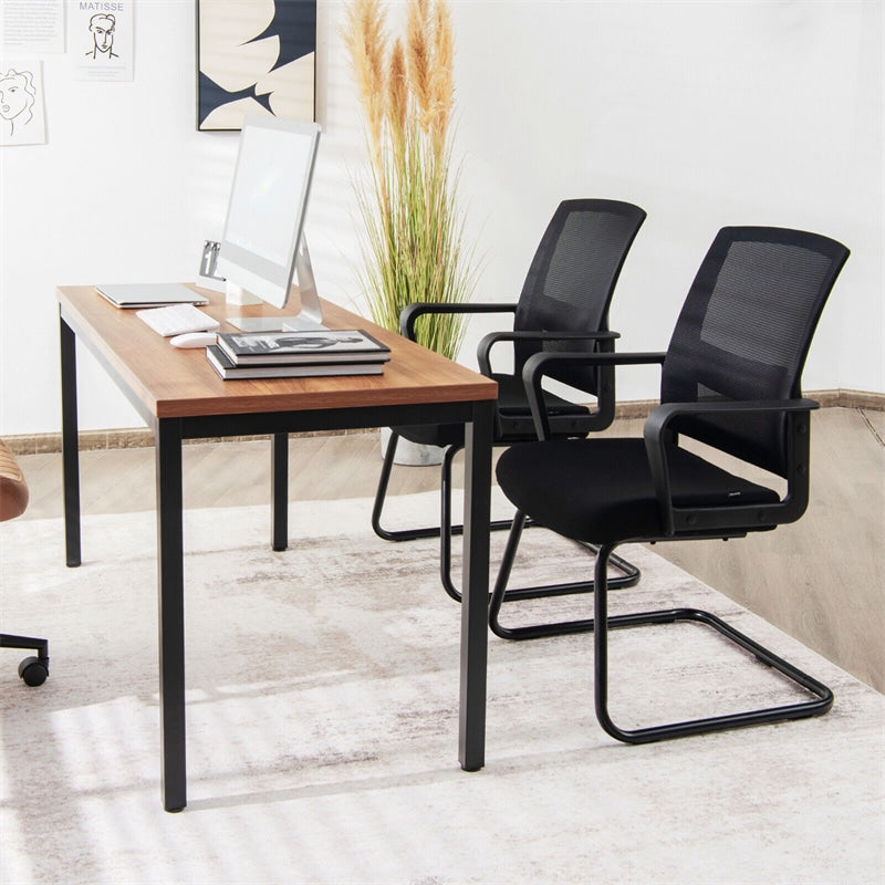 Mesh Back Office Guest Chairs Set of 2 Conference Room Chairs with Adjustable Lumbar Support & Upholstered Seat