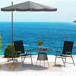 2PCS Outdoor Folding Chairs Weather-Resistant High Back Patio Dining Chairs Metal Frame Portable Chairs with Armrests & Footrest