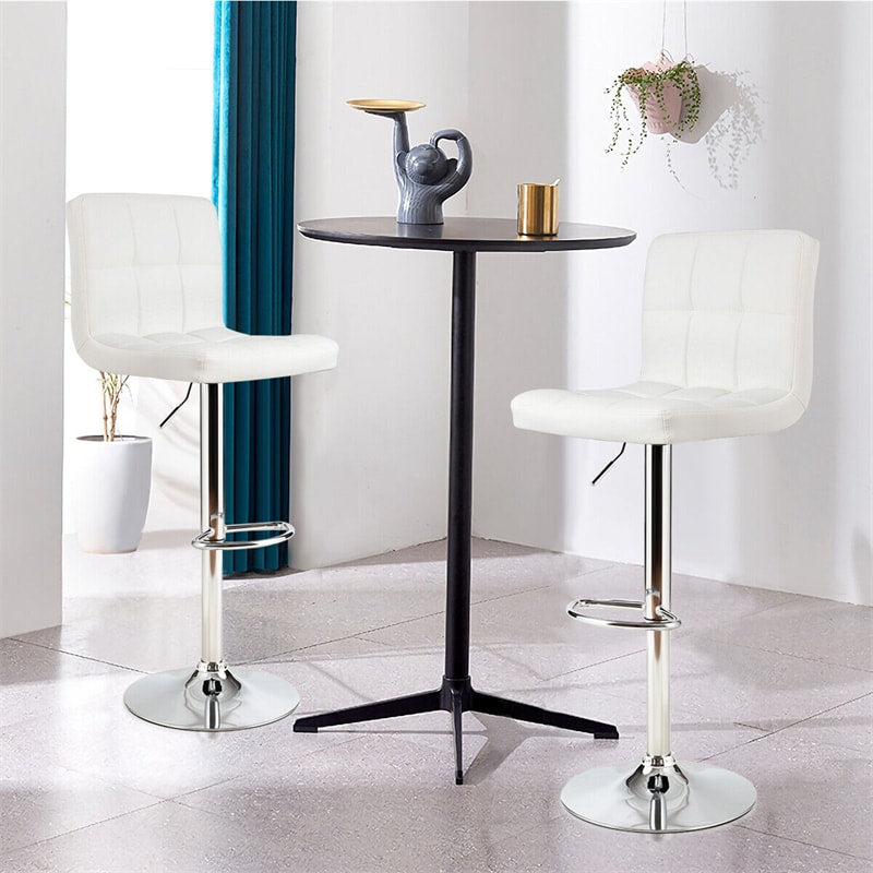 Swivel Bar Stools Set of 2 Modern Adjustable Armless Barstools PU Leather Counter Height Kitchen Chairs